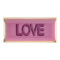 Dekoteller Love Lila/Flieder - Lila/Goldfarben, MODERN, Glas (21/10cm) - Mömax