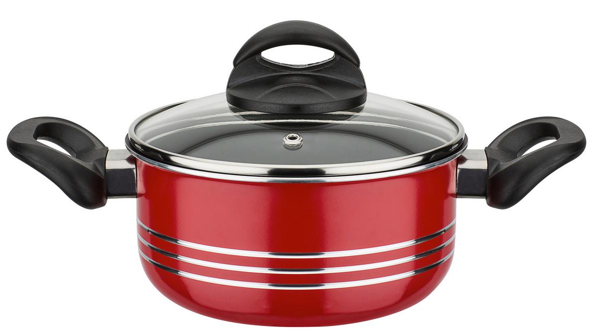 Set Posod Milano Red, 4-Delni - rdeča, Basics, kovina (16cm) - GSW