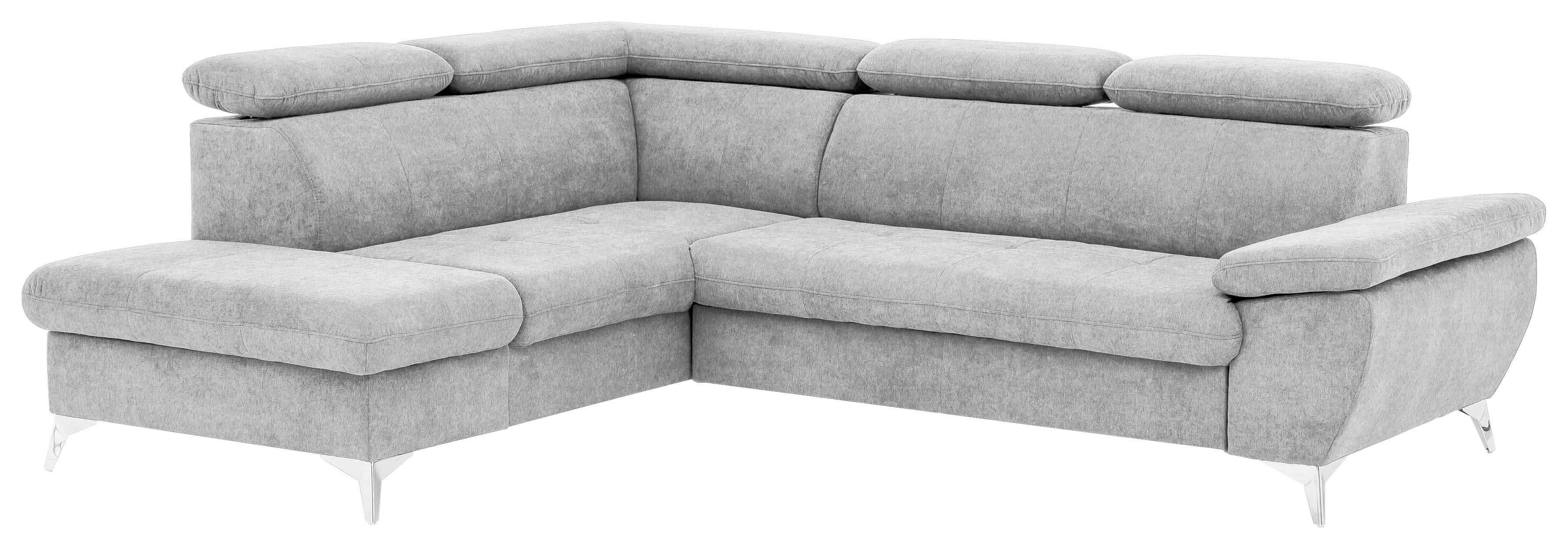 Sarokkanapé Gisele - világosszürke, Modern, textil (209/83/256cm)