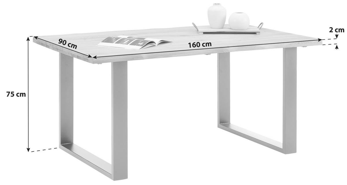 Stol Za Blagovaonicu Wood 160 - prirodne boje/crna, Konvencionalno, drvo/metal (160/75/90cm) - Modern Living