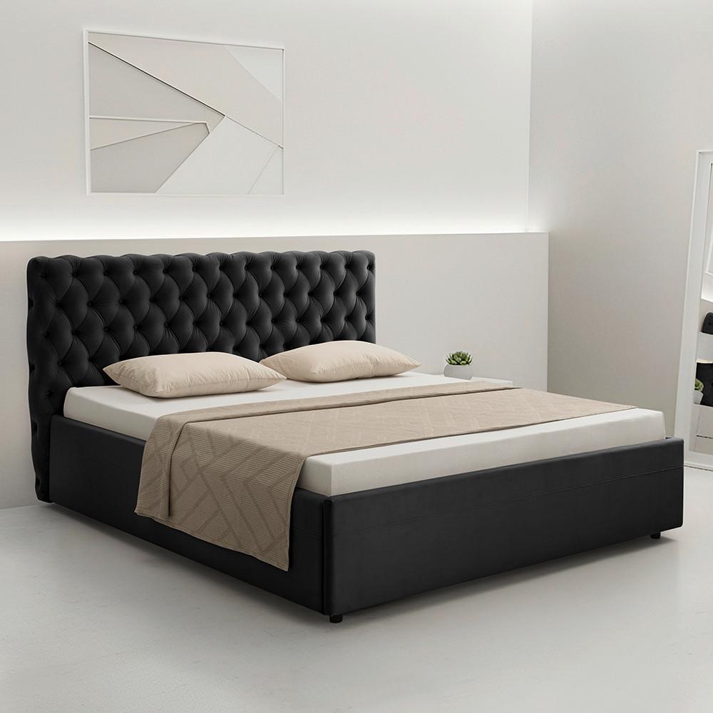 STOPPAD SÄNG KATAR -EXKLUSIV- - svart, Klassisk, textil (140/200cm) - Mömax