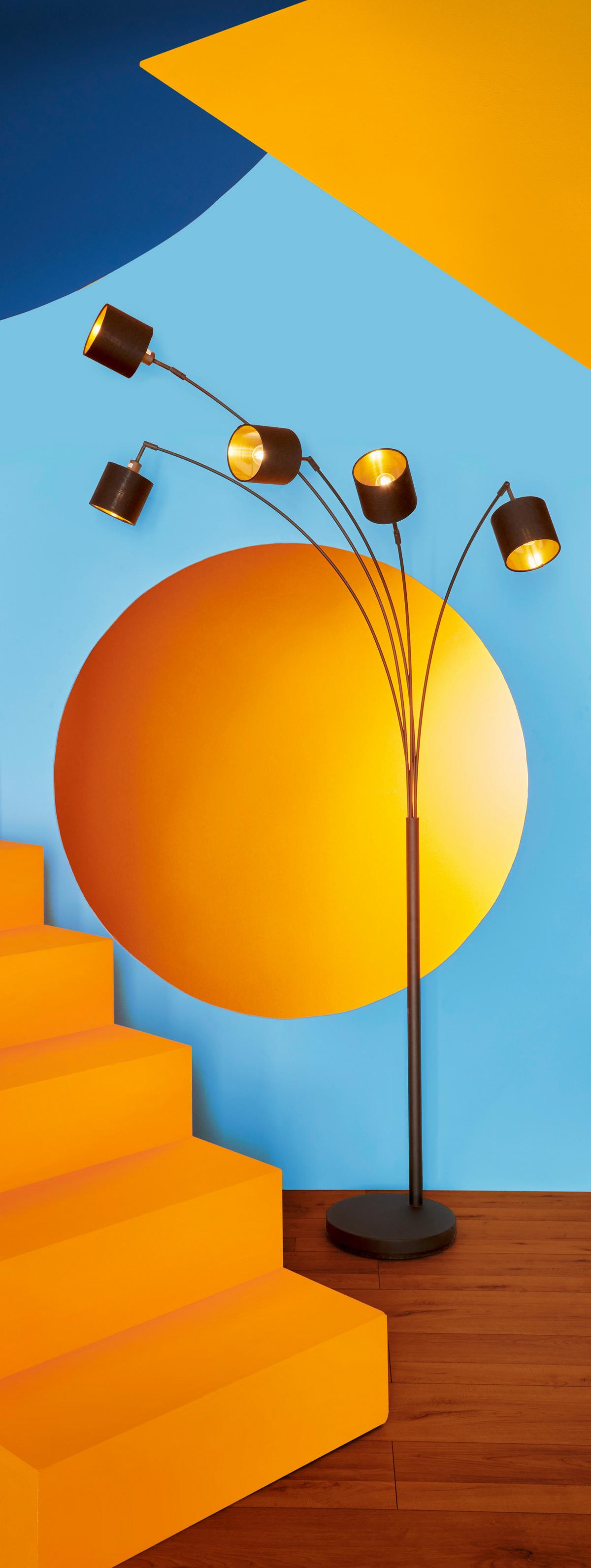 LAMPA ŁUKOWA R46330579 TOMMY - czarny/kolor złoty, Lifestyle, metal/tkanina (71,5/200cm)