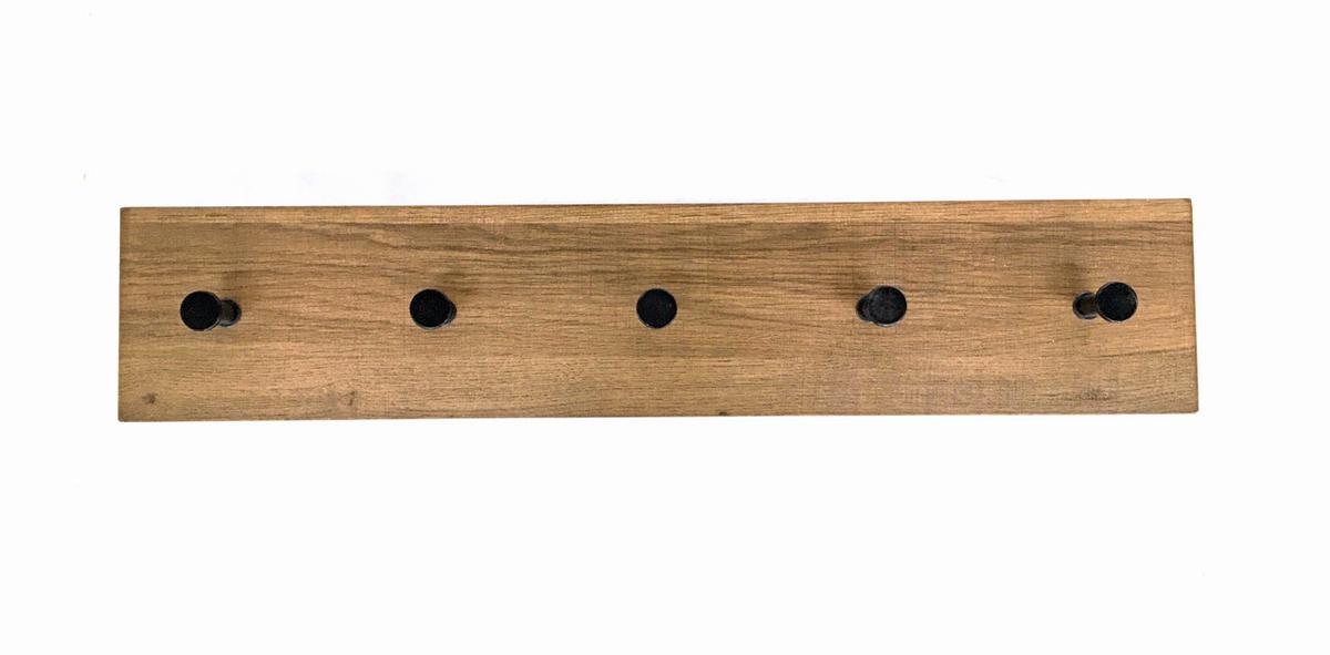 Hakenleiste Parma 2 in Schwarz/Eichefarben - Eichefarben/Schwarz, Modern, Holzwerkstoff/Metall (60/12/5cm) - Mömax