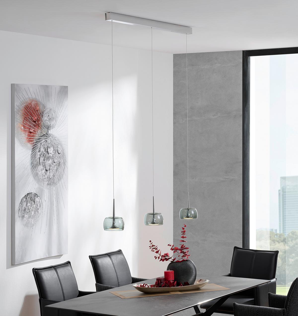 LAMPA WISZĄCA LED 36/2002.04/5285 FLUTE - kolor chromowy, Design, metal (110/4/200cm) - Helestra