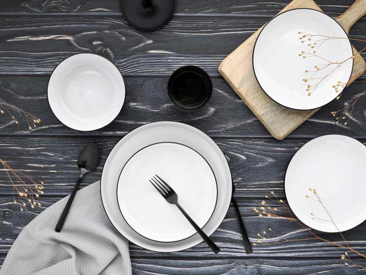 Jedilni Servis Nordic Cool Black, 12-Delni - črna/sivobela, Basics, keramika - Creatable