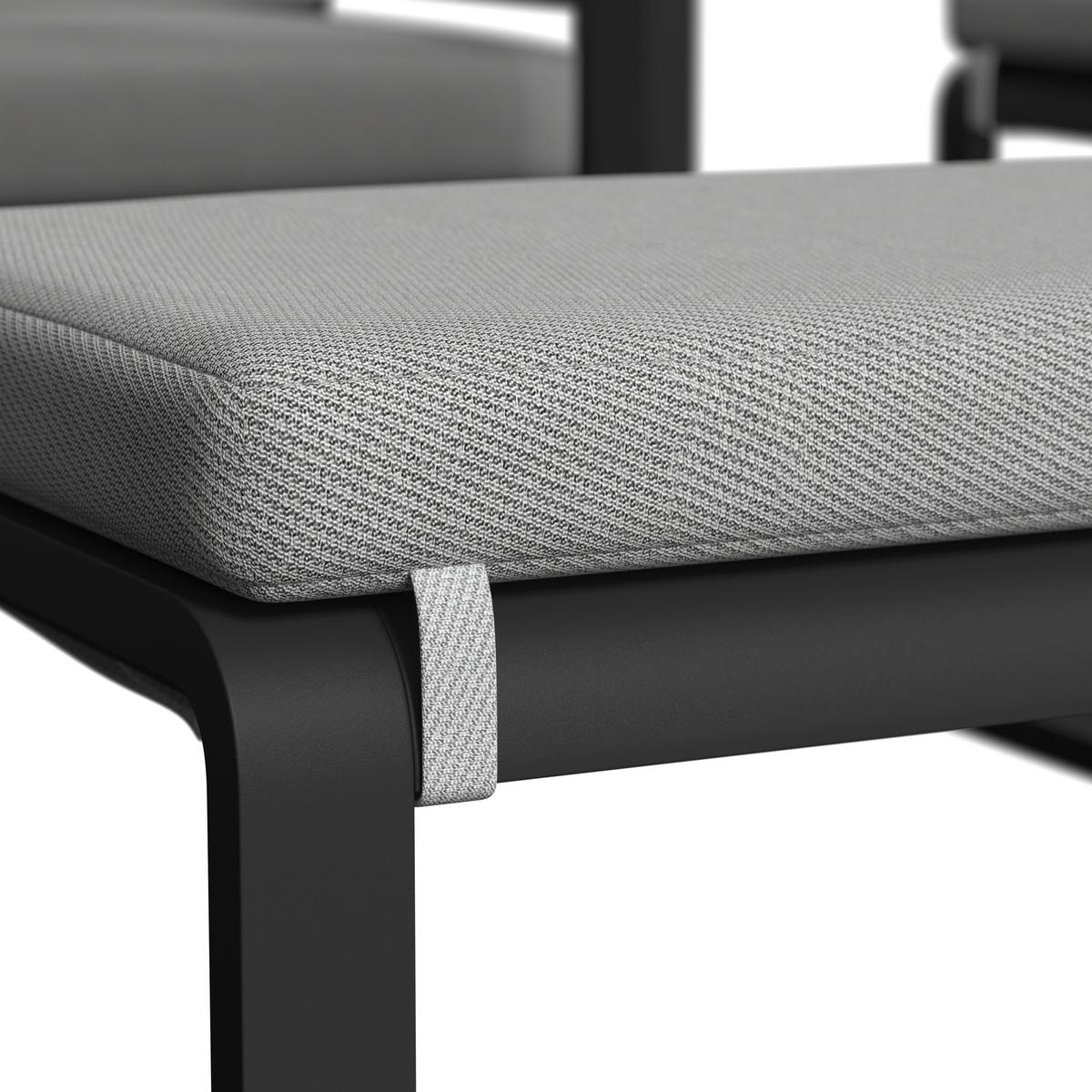 Dining-Loungeset Aruba Hellgr. /Schwarz Outdoorstoff/Metall - Hellgrau/Schwarz, MODERN, Kunststoff/Textil - Bessagi Garden