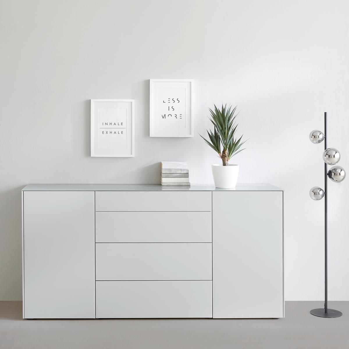 Sideboard Silverstone Grau - Schwarz/Grau, MODERN, Glas/Holzwerkstoff (179/89/42cm) - Premium Living