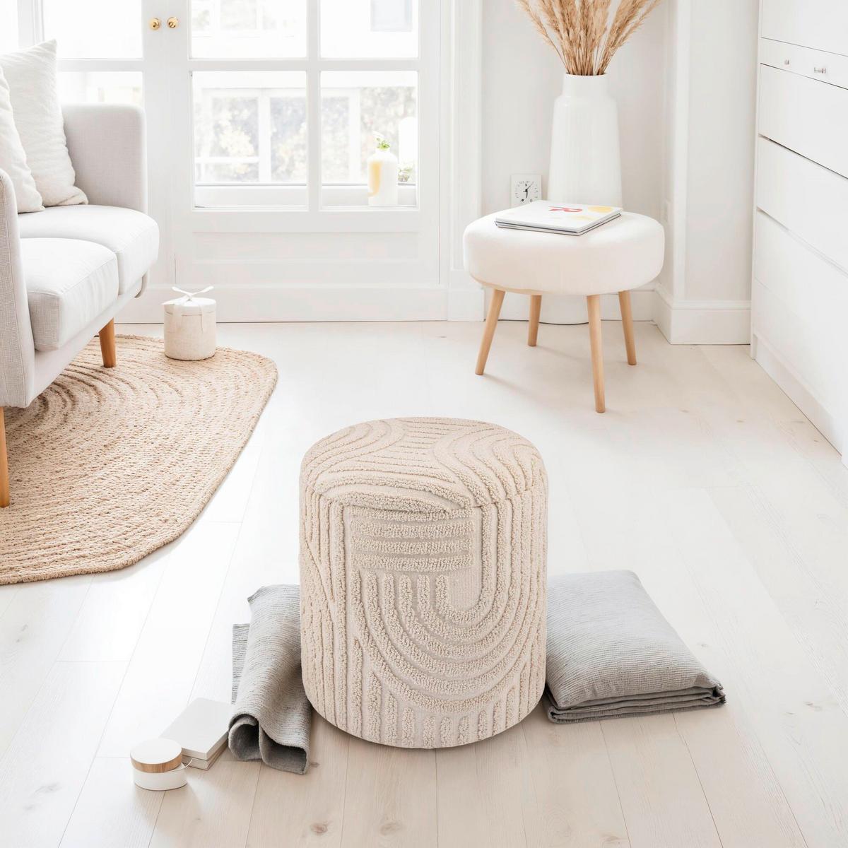 HOCKER WL7.428 - Beige, Basics, Textil (40/45/40cm) - Livetastic