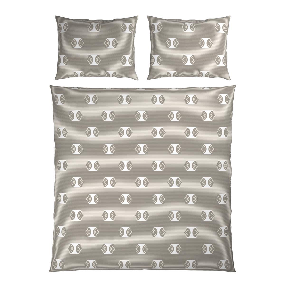 Bettwäsche Retro XXL Weiß/Graubraun ca. 200x220cm - Graubraun/Weiß, MODERN, Textil (200/220cm) - Mömax