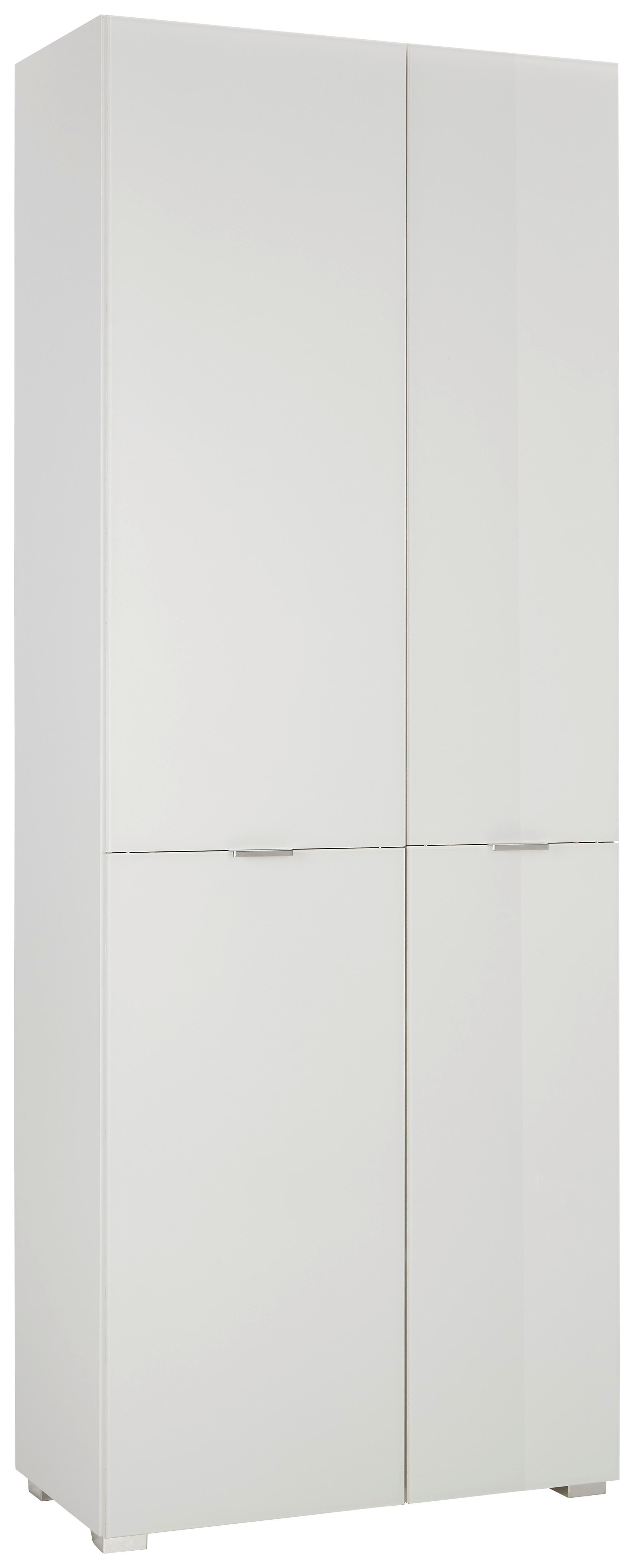 Garderobenschrank in Weiss - Chromfarben/Weiss, Modern, Glas/Holzwerkstoff (74/194/37cm) - Premium Living