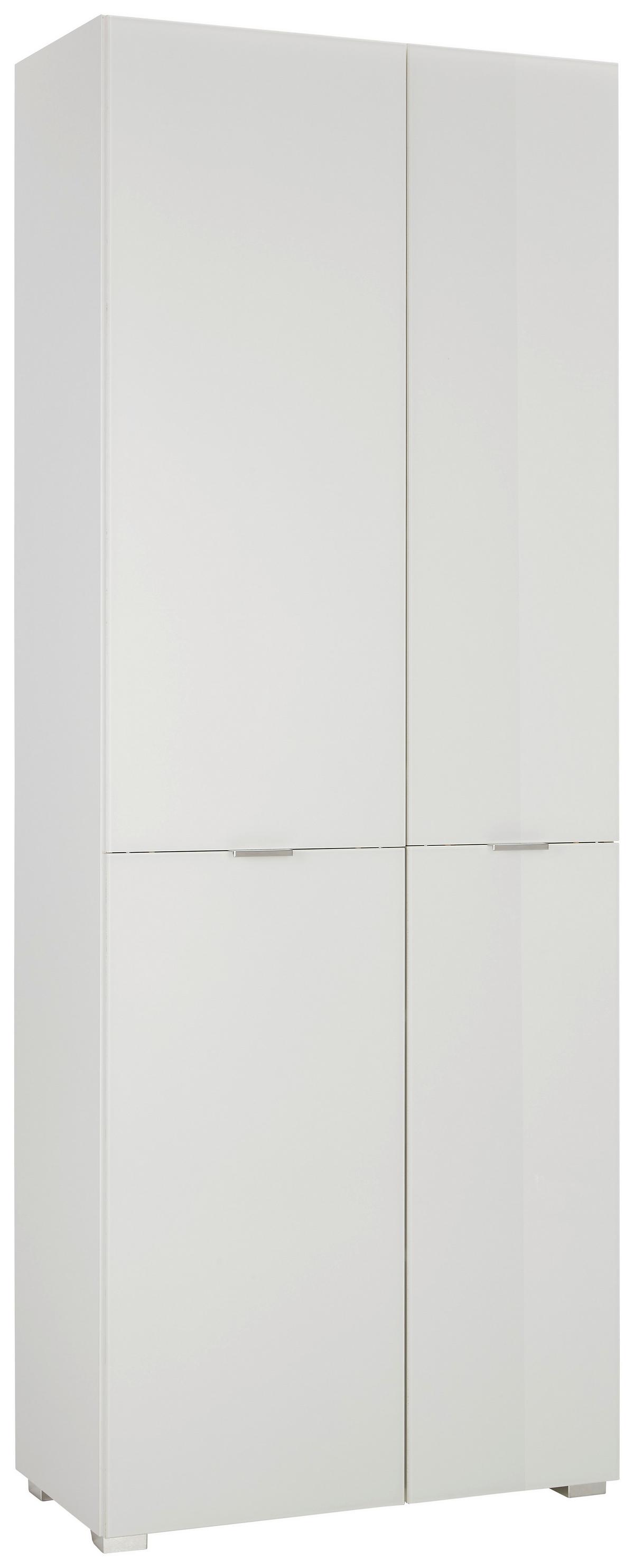 Garderobenschrank in Weiss - Chromfarben/Weiss, Modern, Glas/Holzwerkstoff (74/194/37cm) - Premium Living