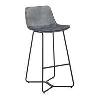 Barhocker Nery Grau Samt Gepolstert - Schwarz/Grau, MODERN, Holz/Textil (48/103,2/57cm) - Bessagi Home