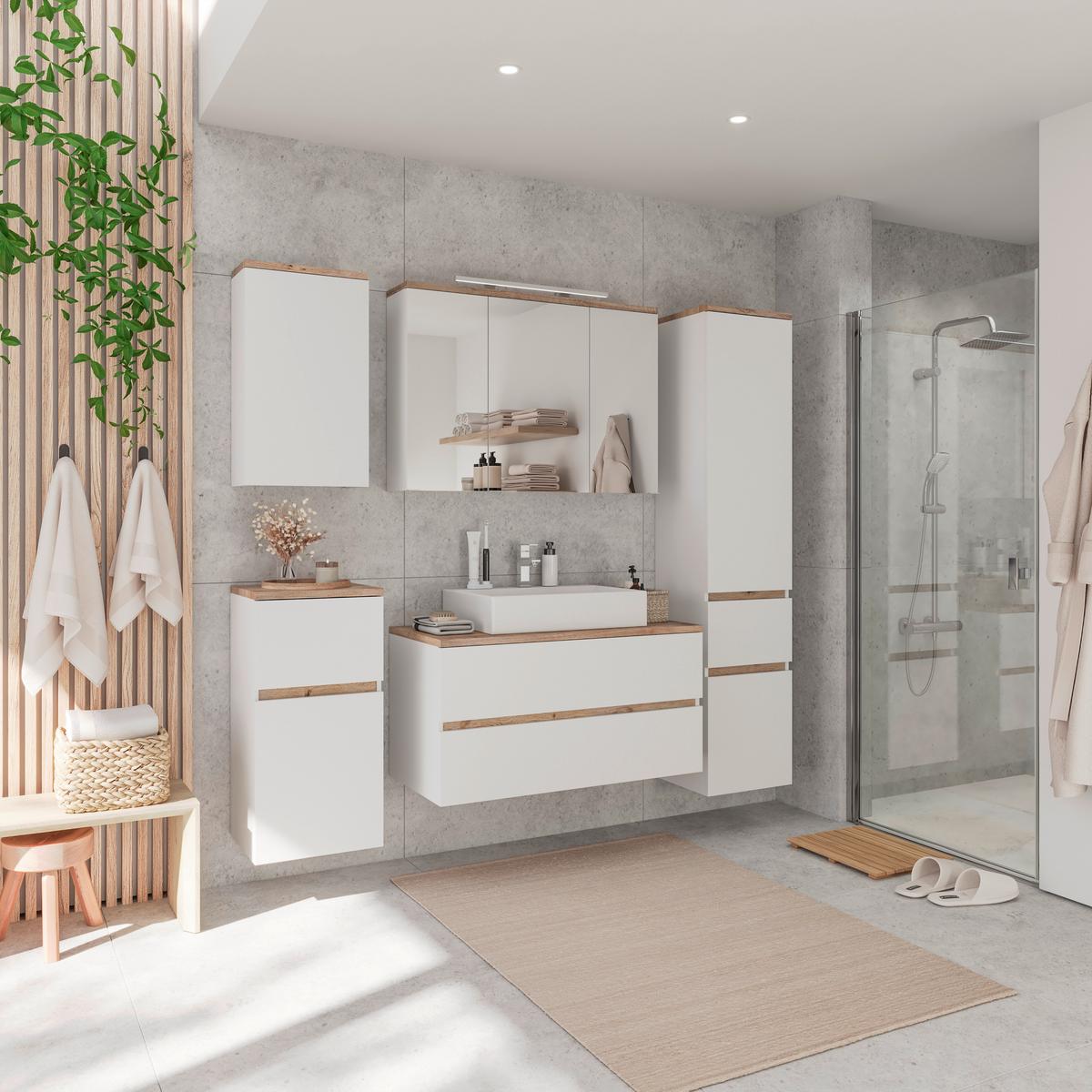 Omarica Za Pod Umivalnik Marbella, Bela, Hrast - bela, Moderno, leseni material/keramika (100/64,5/47cm) - Mömax