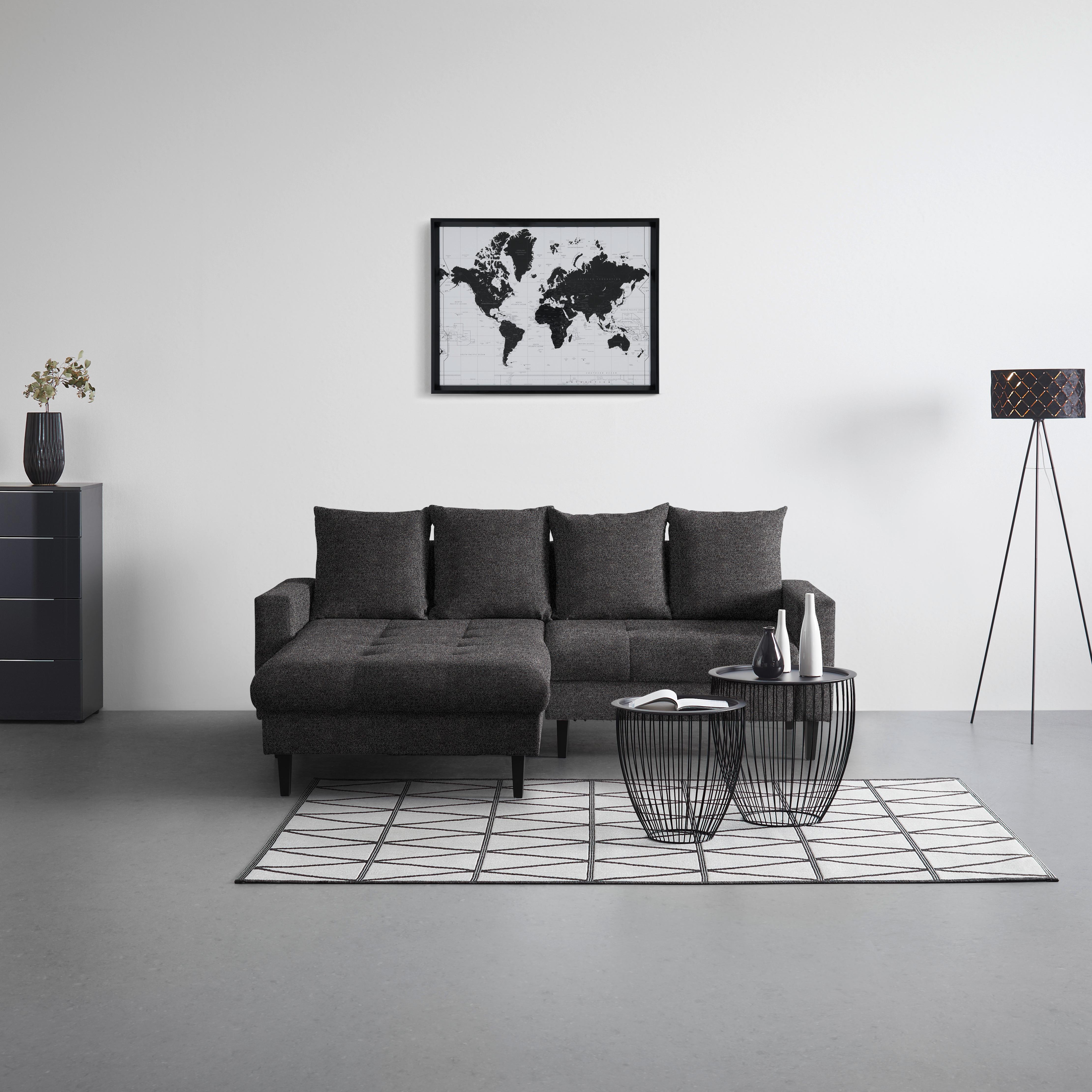 Ecksofa Boston Dunkelgrau - Dunkelgrau/Schwarz, KONVENTIONELL, Holz/Textil (215/92/160cm) - Based
