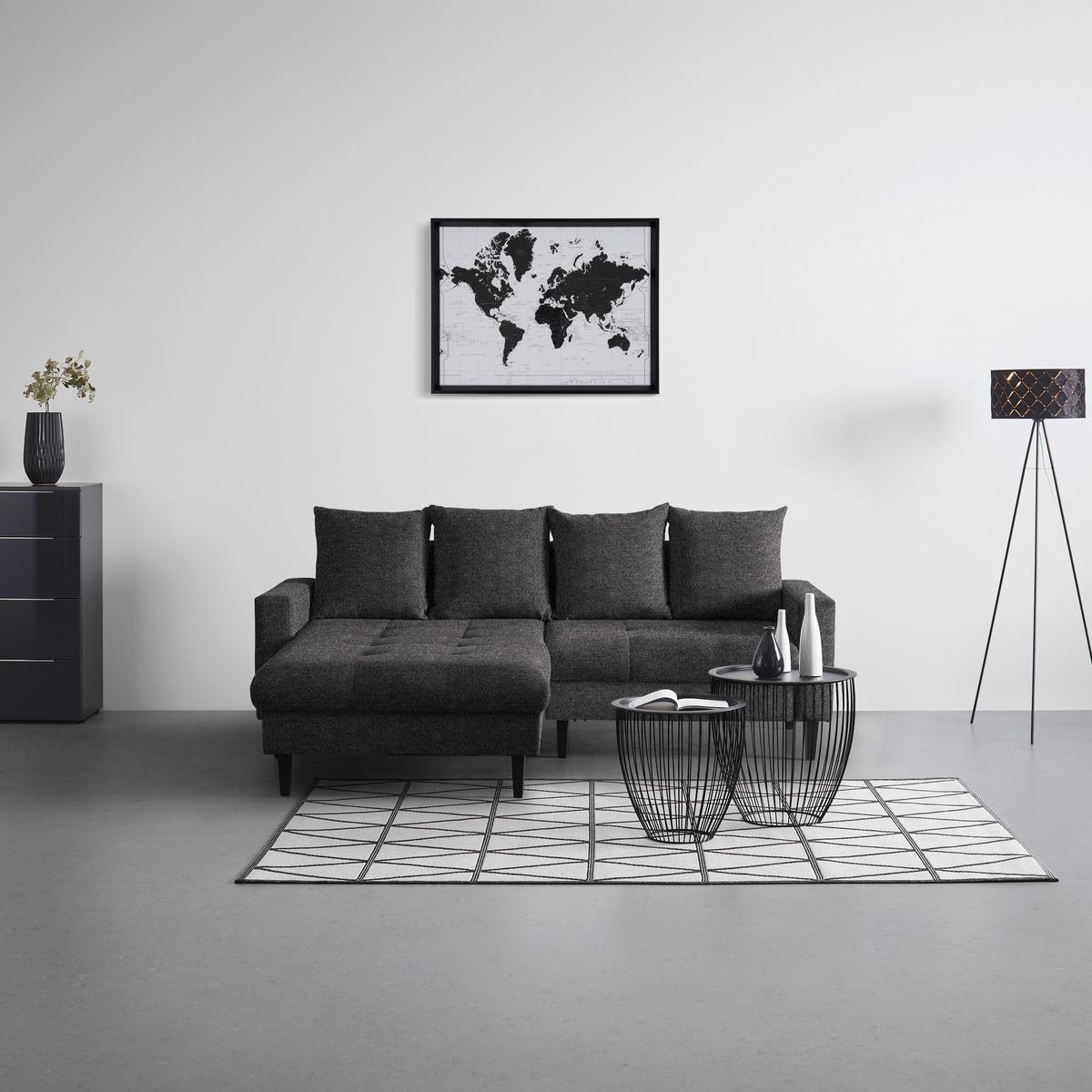 Ecksofa Boston Dunkelgrau - Dunkelgrau/Schwarz, Konventionell, Holz/Textil (215/92/160cm) - Based