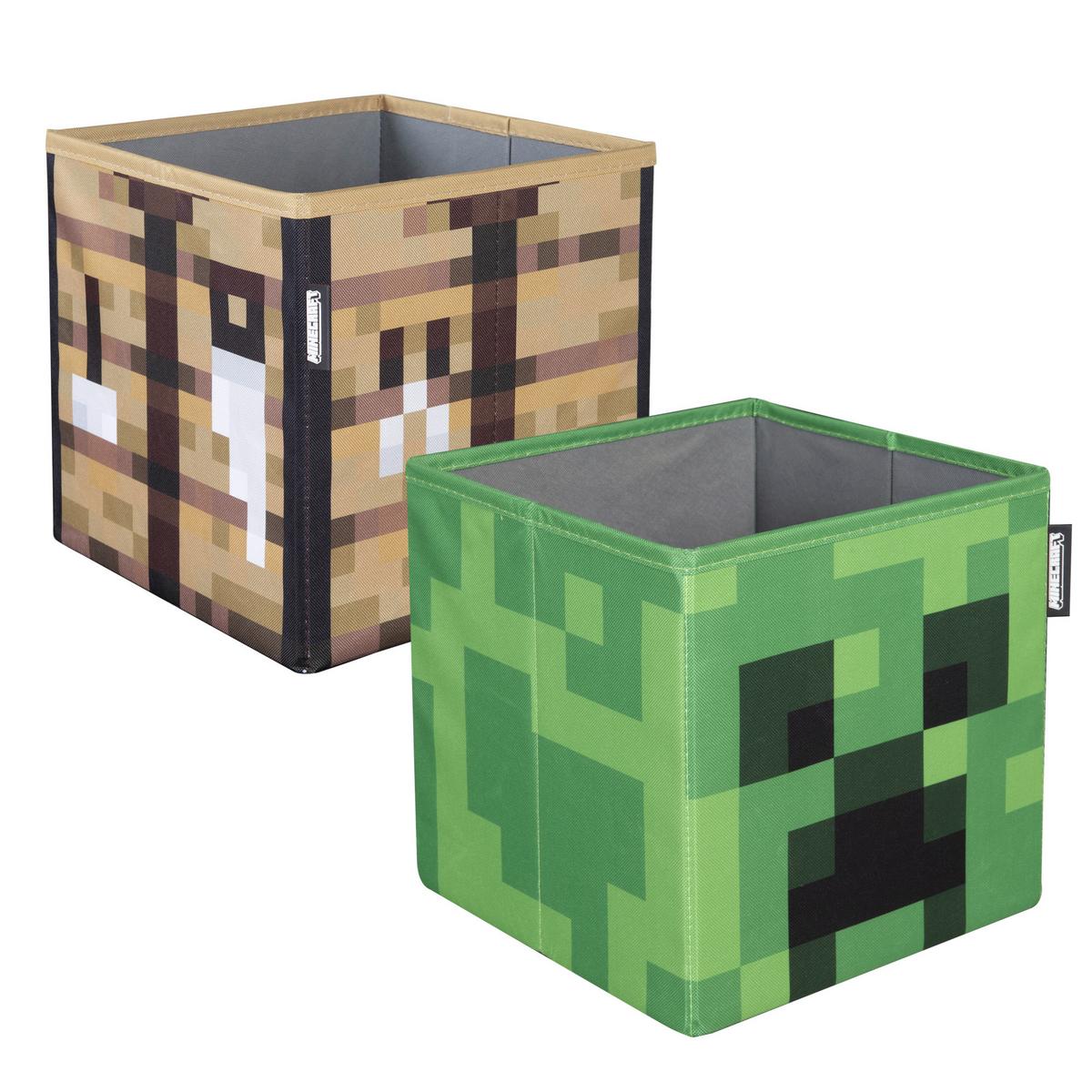 Zložljiv Zaboj Minecraft, 2 Kos - črna/zelena, Moderno, tekstil (27/27/27cm) - Minecraft