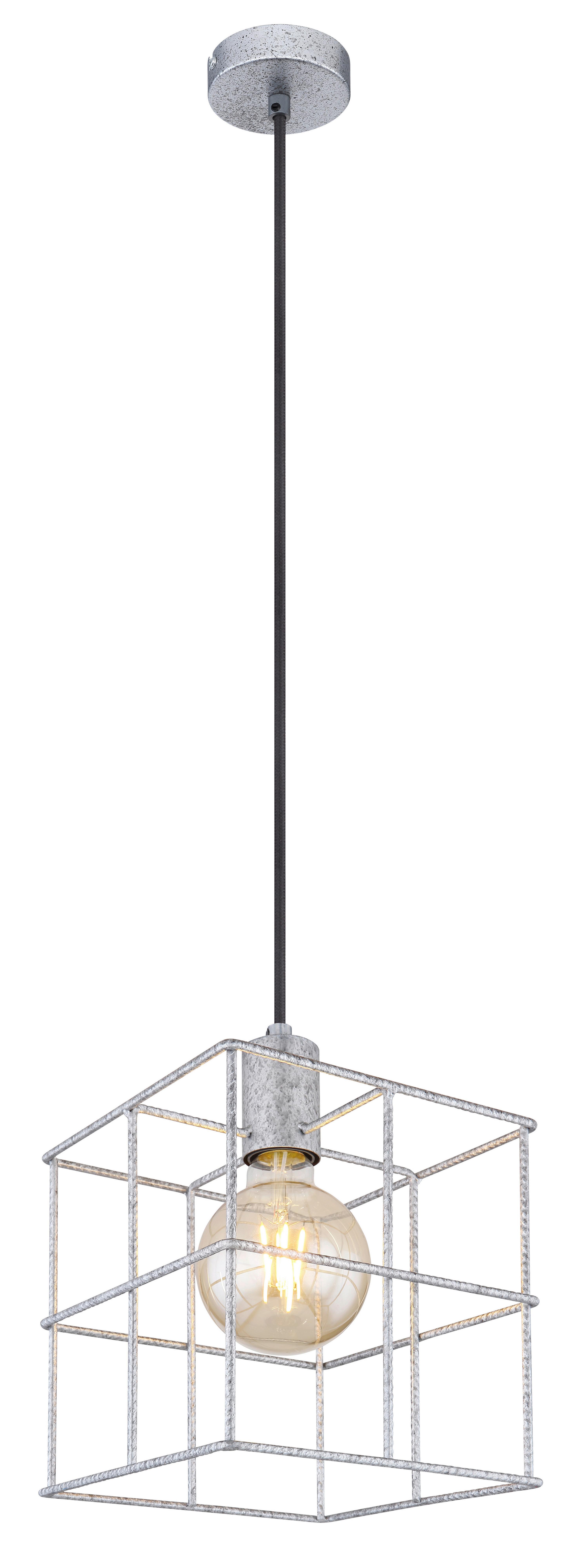 Hängeleuchte Merril Zinkfarben max. 60 Watt - Zinkfarben, Design, Metall (20/20/150cm) - Globo