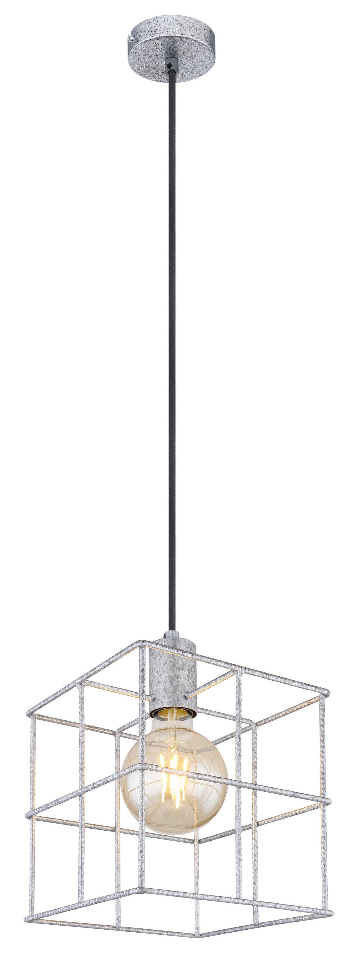 Hängeleuchte Merril Zinkfarben max. 60 Watt - Zinkfarben, Design, Metall (20/20/150cm) - Globo