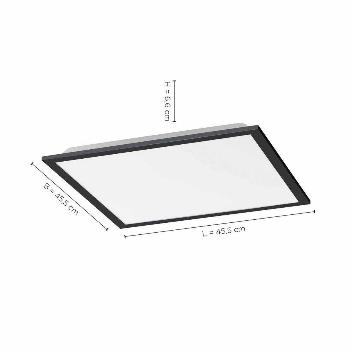 LED-Deckenleuchte Flat max. 23,5 Watt - Schwarz, Basics, Kunststoff/Metall (44,5/44,5/7cm)