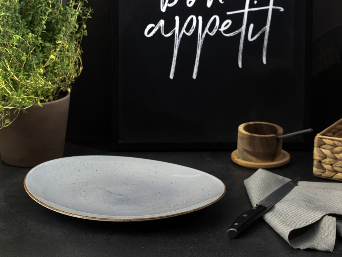 Set Krožnikov Za Zrezke Stein, 4-Delni - svetlo siva, Basics, keramika (30,5/26cm) - Creatable