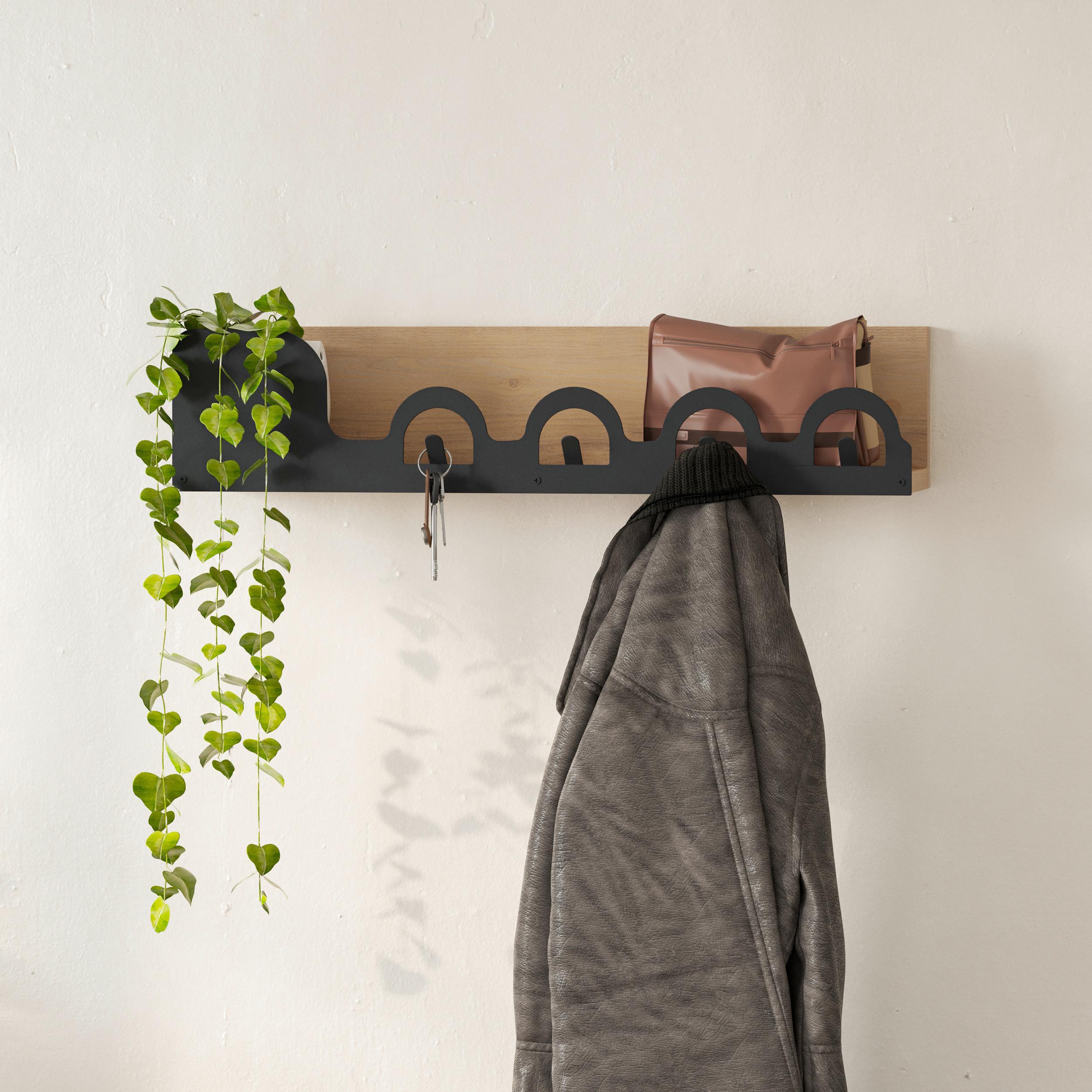 Wandgarderobe Liora ca. 63x14x14 cm Eiche dunkel - Eiche dunkel, Design, Holzwerkstoff/Metall (63/14/14cm) - Livetastic