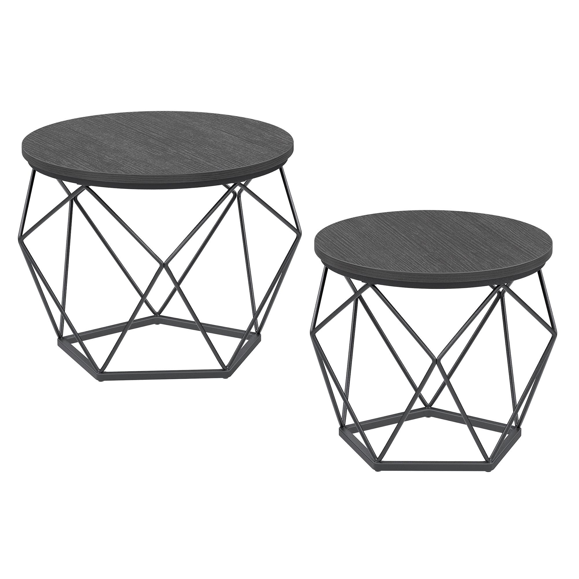 Couchtisch Set in Schwarz, rund - Schwarz, Trend, Holzwerkstoff/Metall (50/50/40,6cm) - MID.YOU