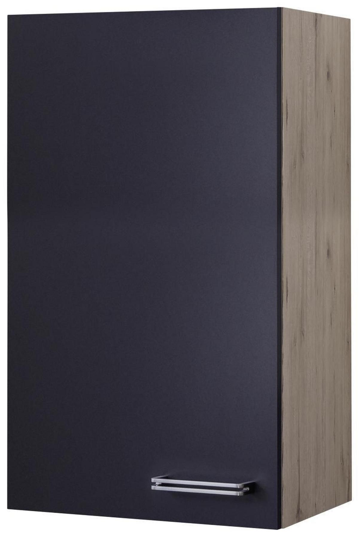 Küchenoberschrank Anthrazit/Eiche - Edelstahlfarben/Eichefarben, MODERN, Holzwerkstoff/Metall (50/89/32cm) - FlexWell