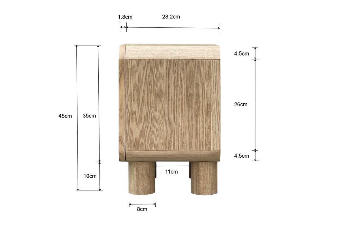 Éjjeliszekrény Alva - natúr, Modern, faalapú anyag/fa (40/45/30cm) - Premium Living