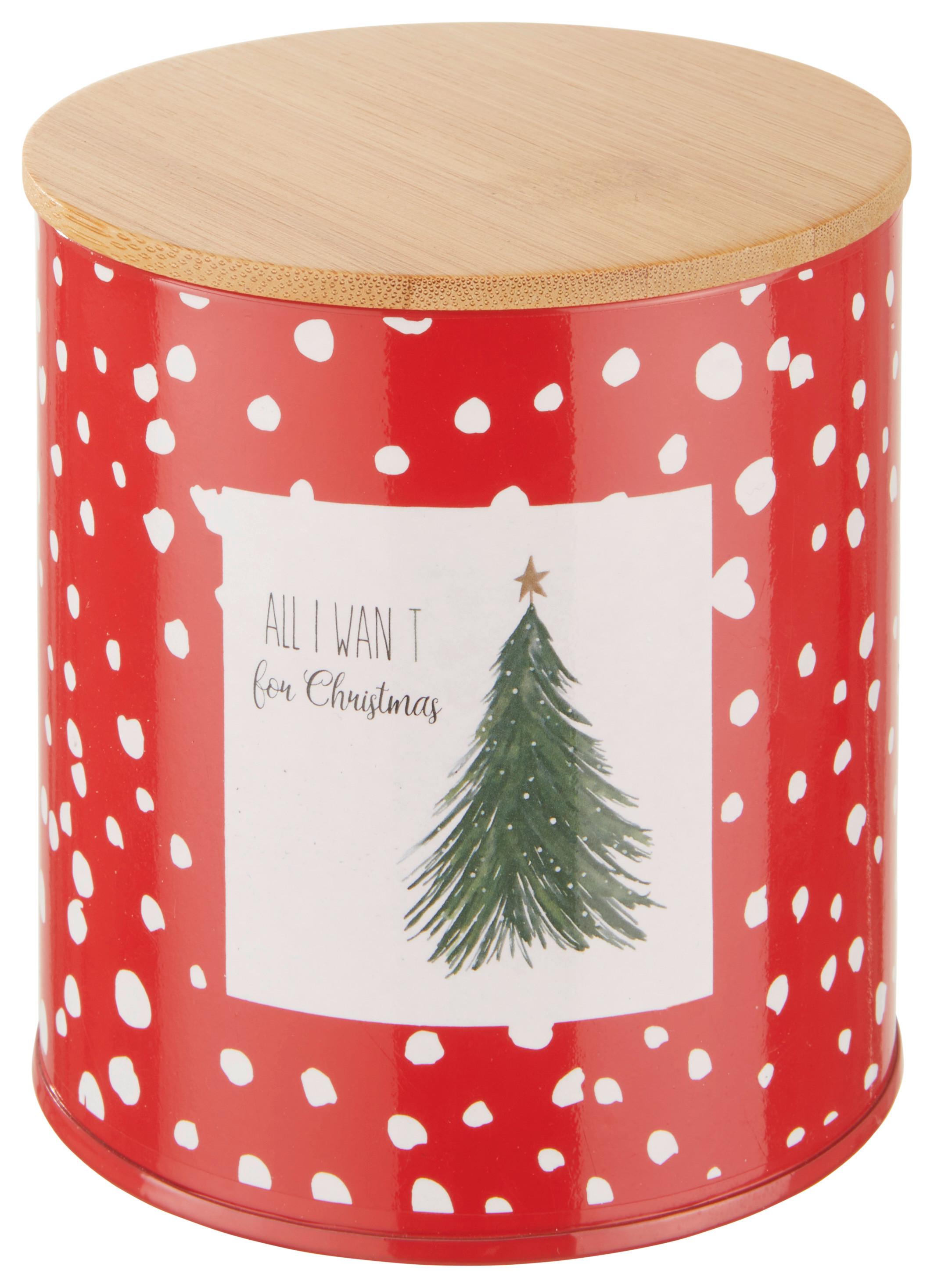 Ételtároló Doboz Christmas Tree - natúr színű/többszínű, fa/fém (10/10cm) - Modern Living