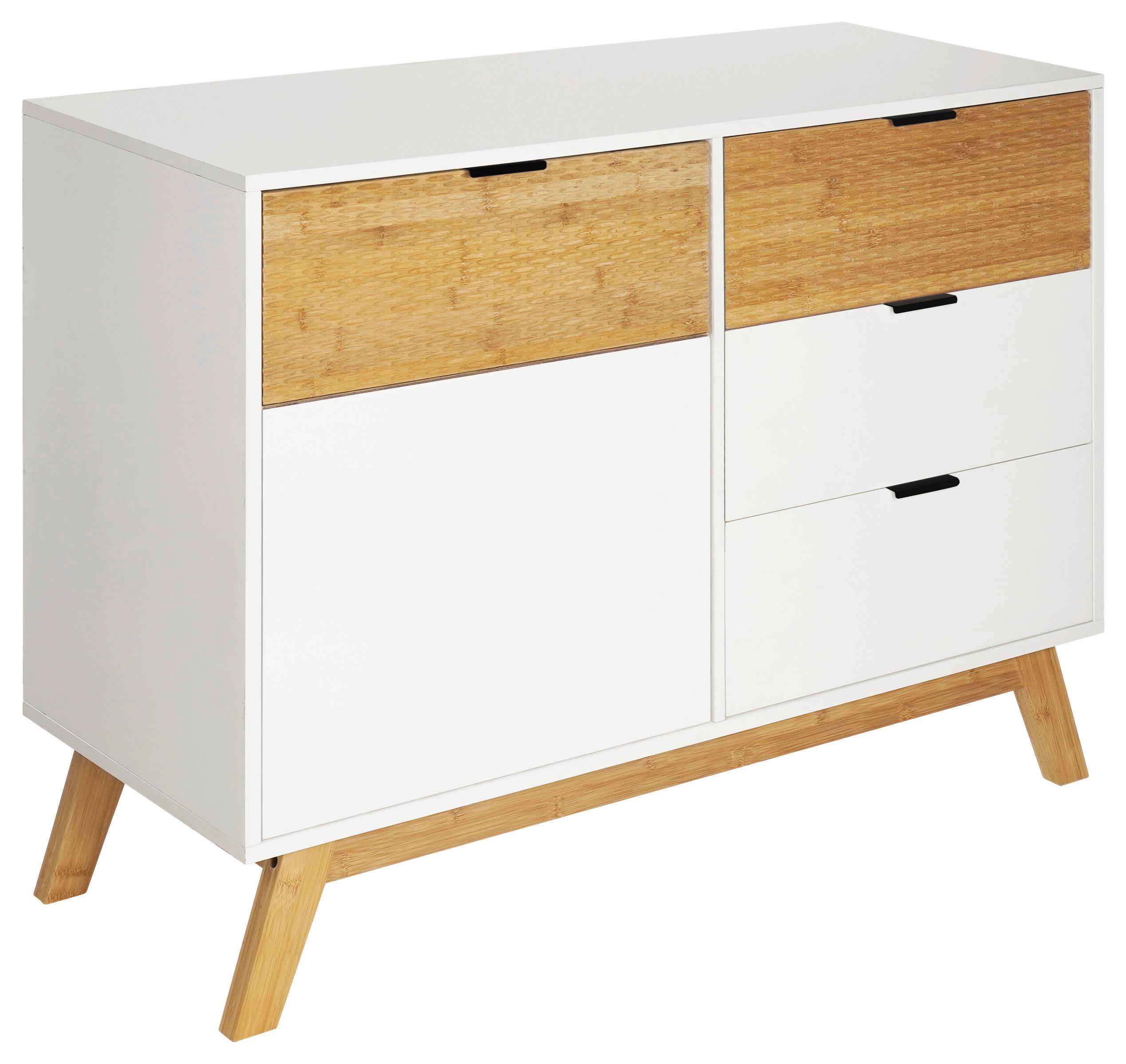 Pisa Komoda - bijela/prirodne boje, Trend, drvni materijal/metal (100/80/40cm) - Modern Living