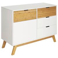 Pisa Komoda - bela/prirodna boja, Trendi, metal/drvo (100/80/40cm) - Modern Living