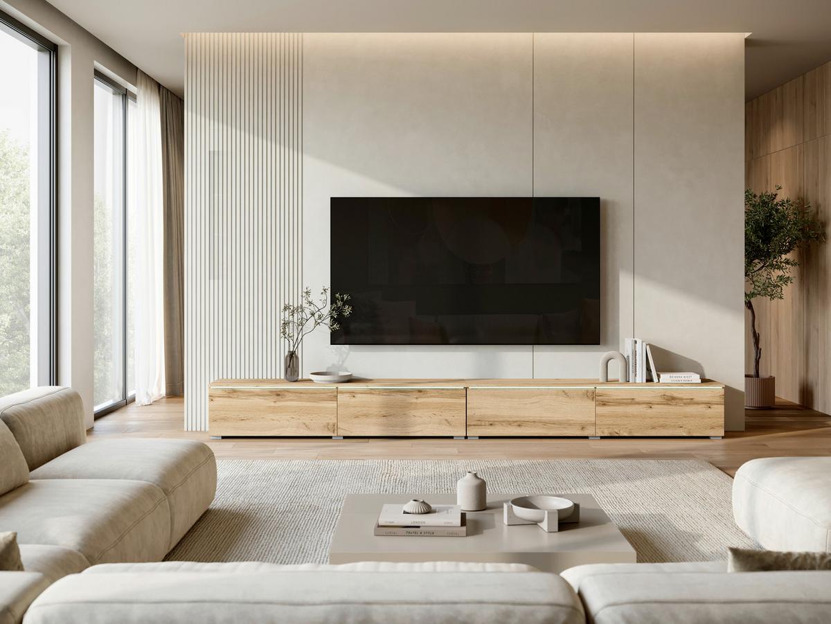 Lowboard D300 Eiche Wotan - Eiche Wotan/Grau, Basics, Holzwerkstoff/Kunststoff (300/32/33cm) - P & B