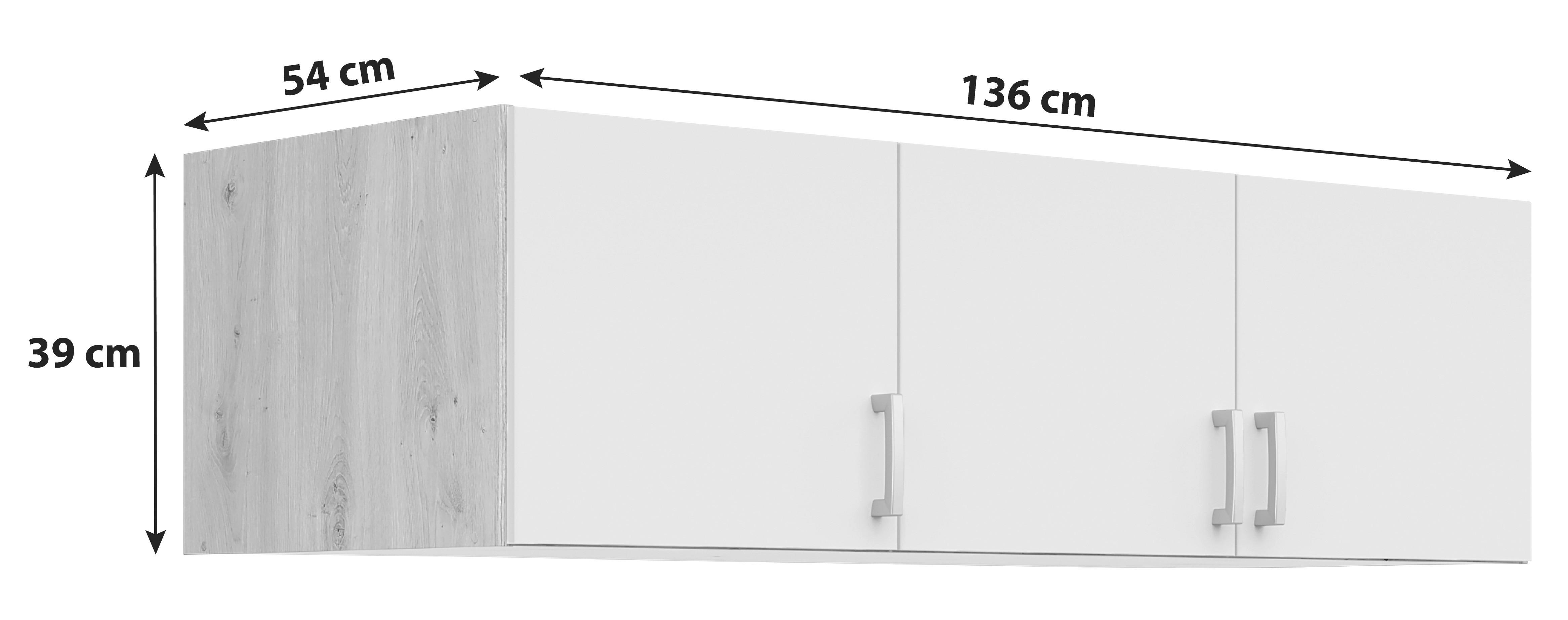Nastavek Za Omaro Brando, Bela, Hrast, Š. 136 Cm - srebrne barve/bela, Konvencionalno, umetna masa/leseni material (136/39/54cm)