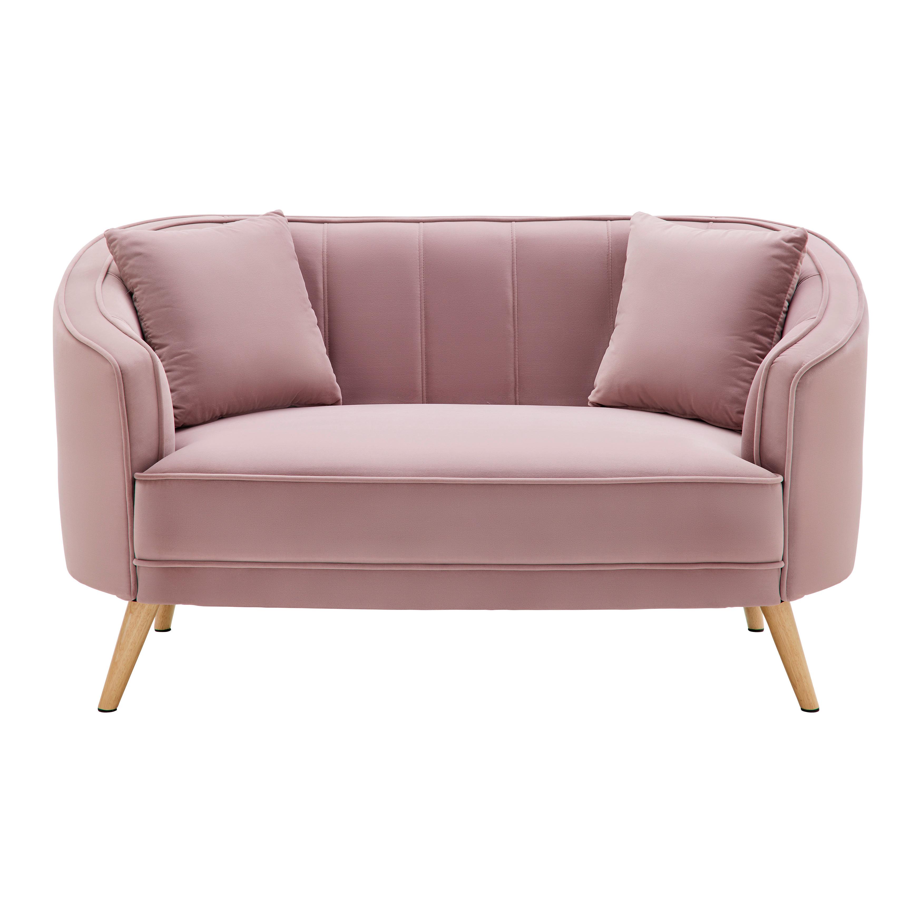 Sofa Hope Rosa Samt - Rosa/Naturfarben, MODERN, Holz/Textil (141/77/73cm) - Bessagi Home