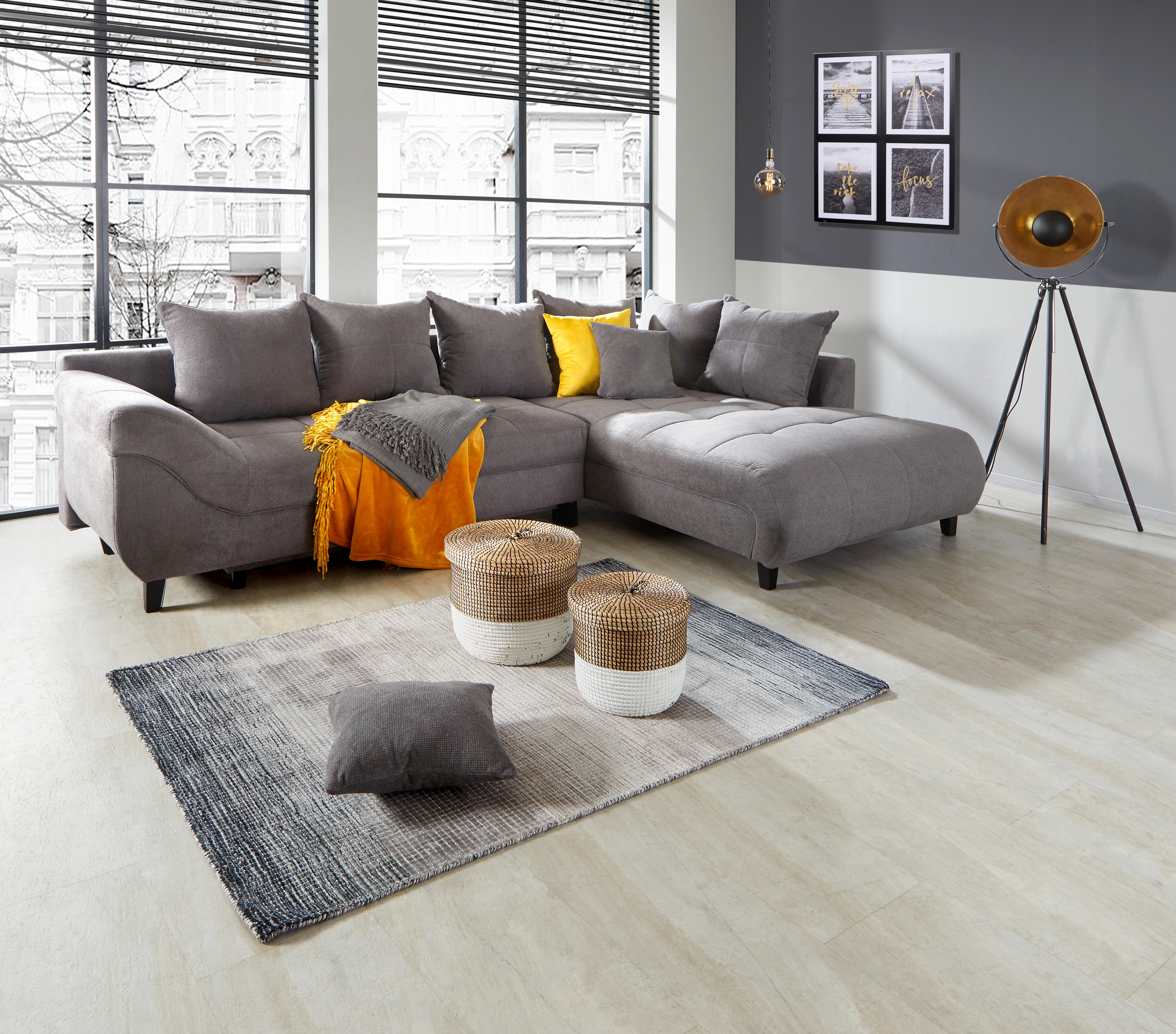 Sedežna Garnitura Mendoza, Siva, Ležišče, Predal - siva/črna, Design, tekstil/les (309/197cm) - Mömax