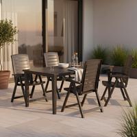 Gartentischgruppe Aruba/Futura 5-tlg. Grau - Grau, MODERN, Kunststoff (95/95/165cm) - Gardenson