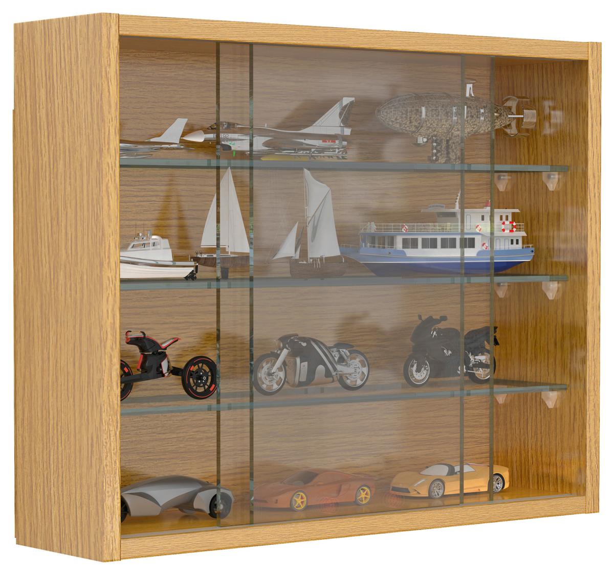 HÄNGEVITRINE DRIVALO S - Honigeiche/Transparent, Design, Glas/Holzwerkstoff (50/40/12cm) - MID.YOU