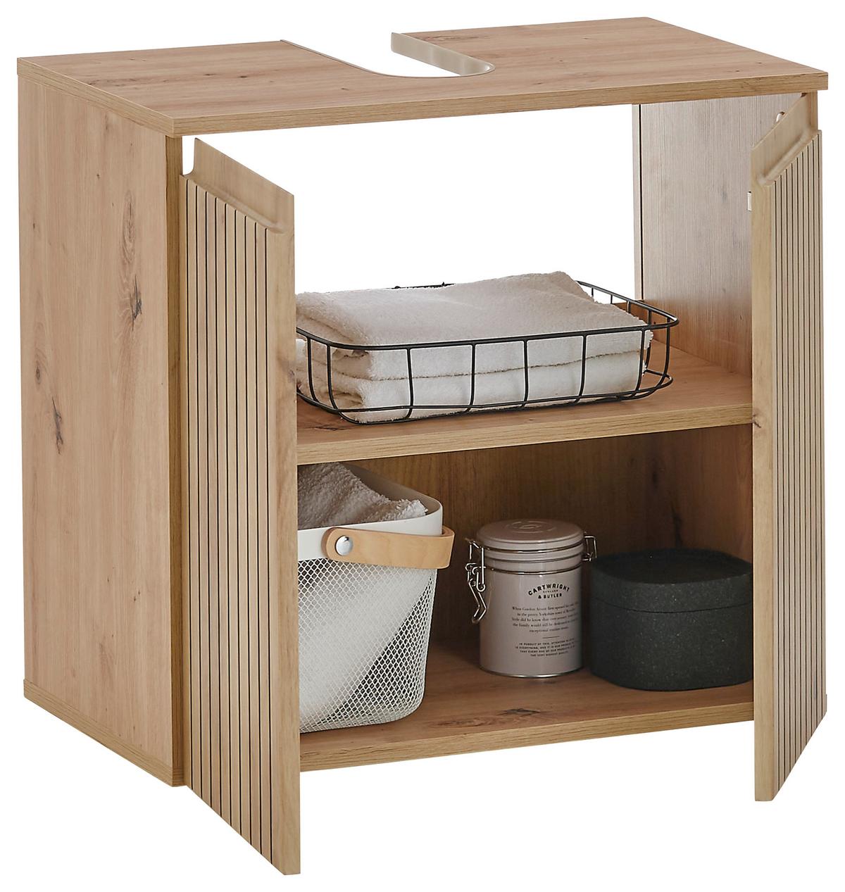 SZAFKA POD UMYWALKĘ AUSTIN - czarny/dąb artisan, Modern, materiał drewnopochodny/tworzywo sztuczne (60/57/36cm) - MID.YOU