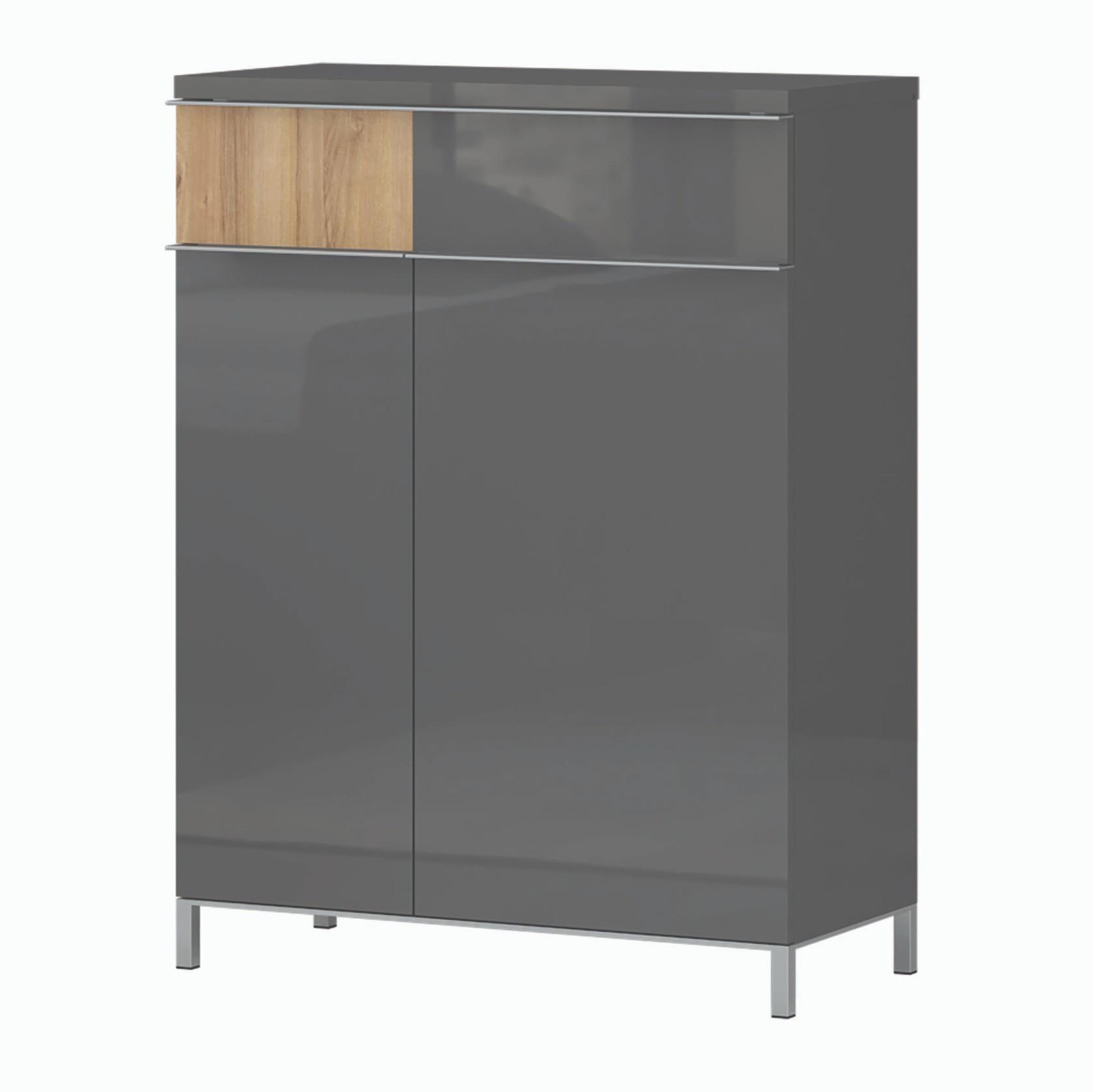 Cipősszekrény Onyx - króm/antracit, Modern, faalapú anyag/fém (76/101/35cm)