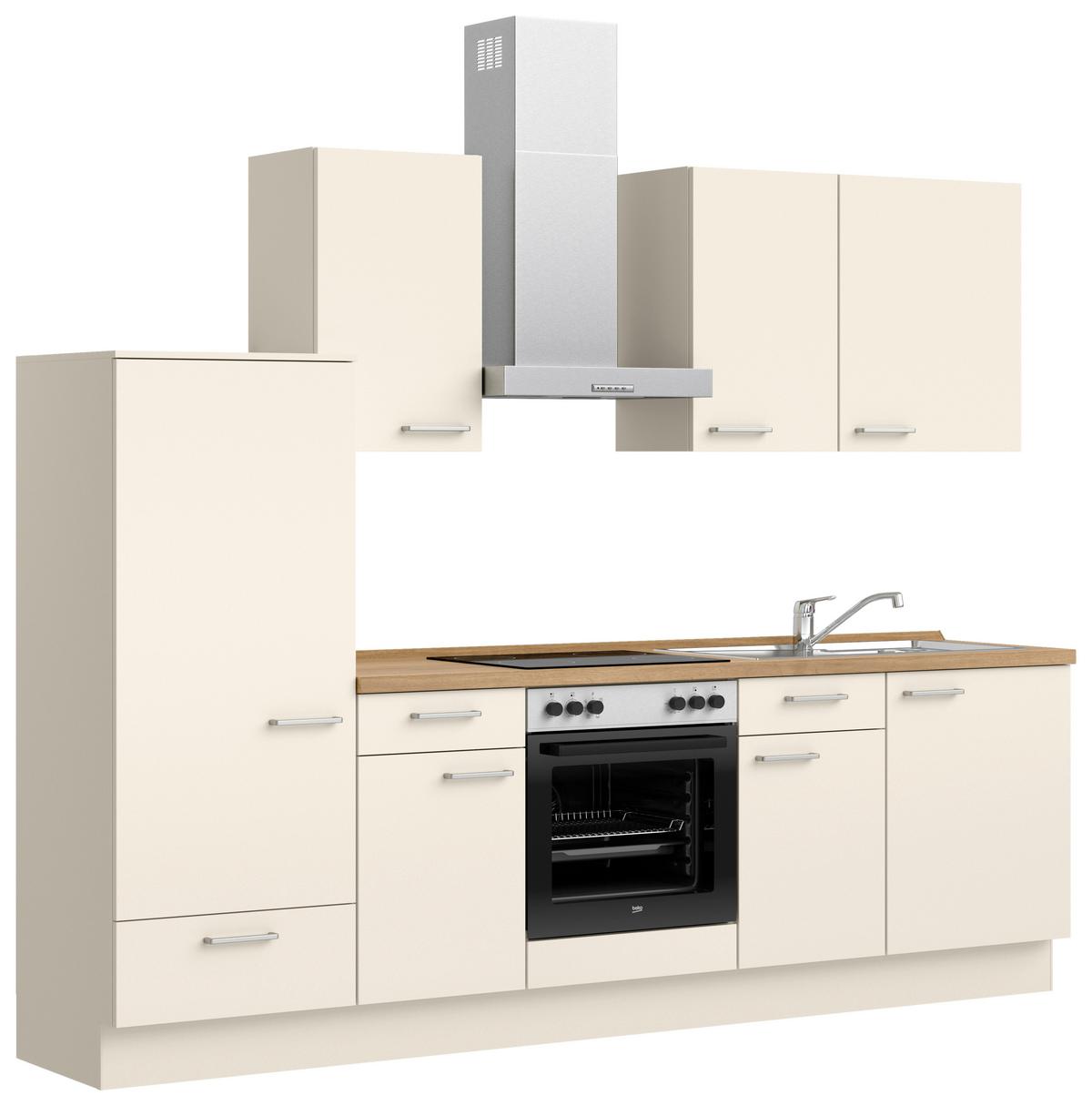 Küchenblock Touch Low m. Geräten Magnolie - Edelstahlfarben/Eichefarben, MODERN, Holzwerkstoff/Metall (270cm) - Nobilia