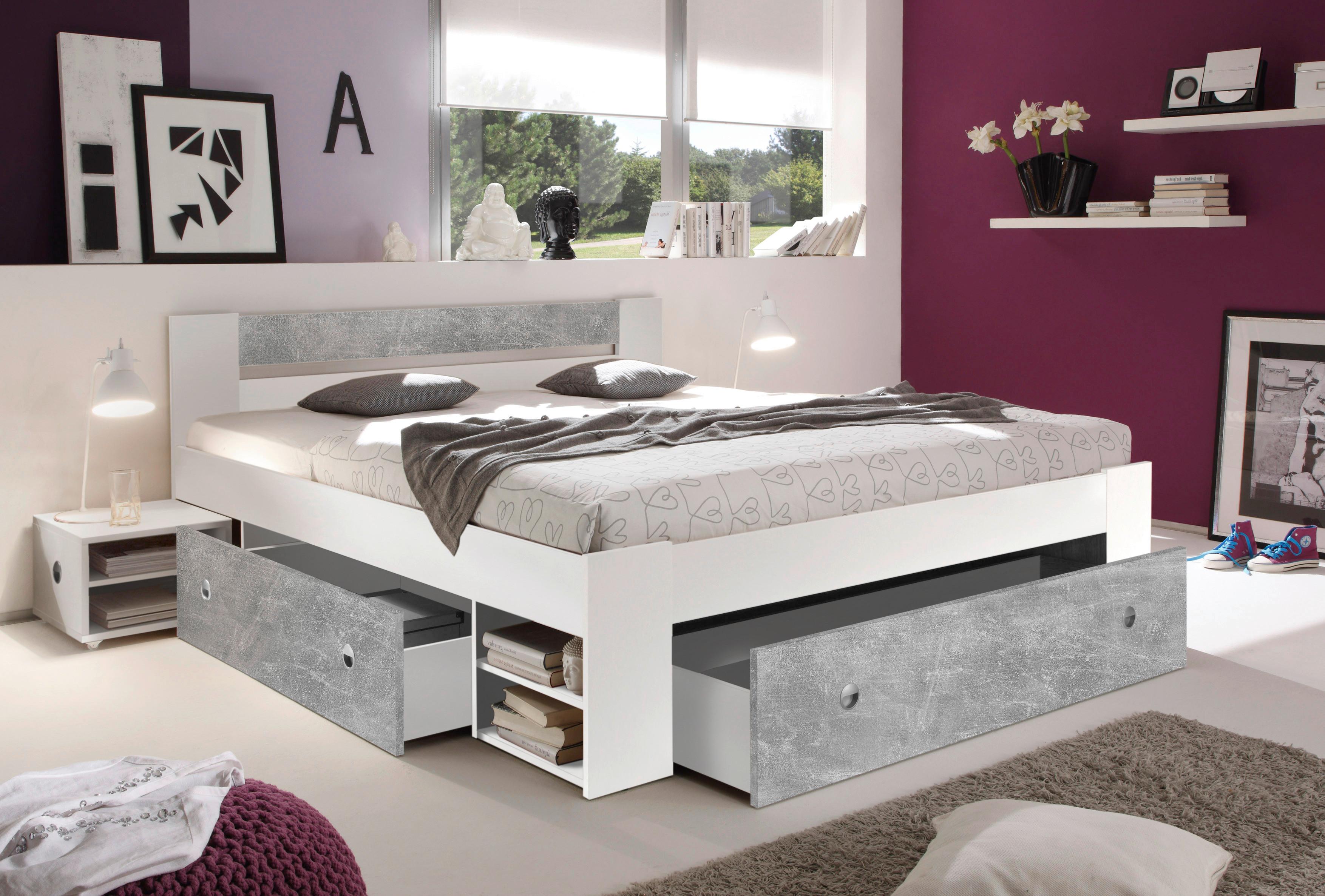 Posteljna Garnitura Stefan, S Predali, 140x200 - siva/bela, Moderno (140/200cm) - Boxxx