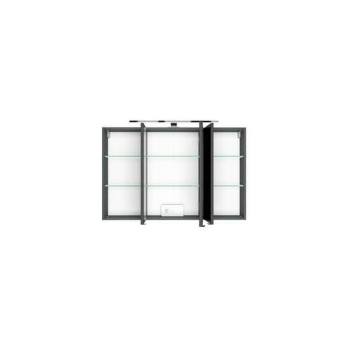 Spiegelschrank Florida in Graphitfarben - Chromfarben/Graphitfarben, MODERN, Glas/Holzwerkstoff (100/64/20cm)