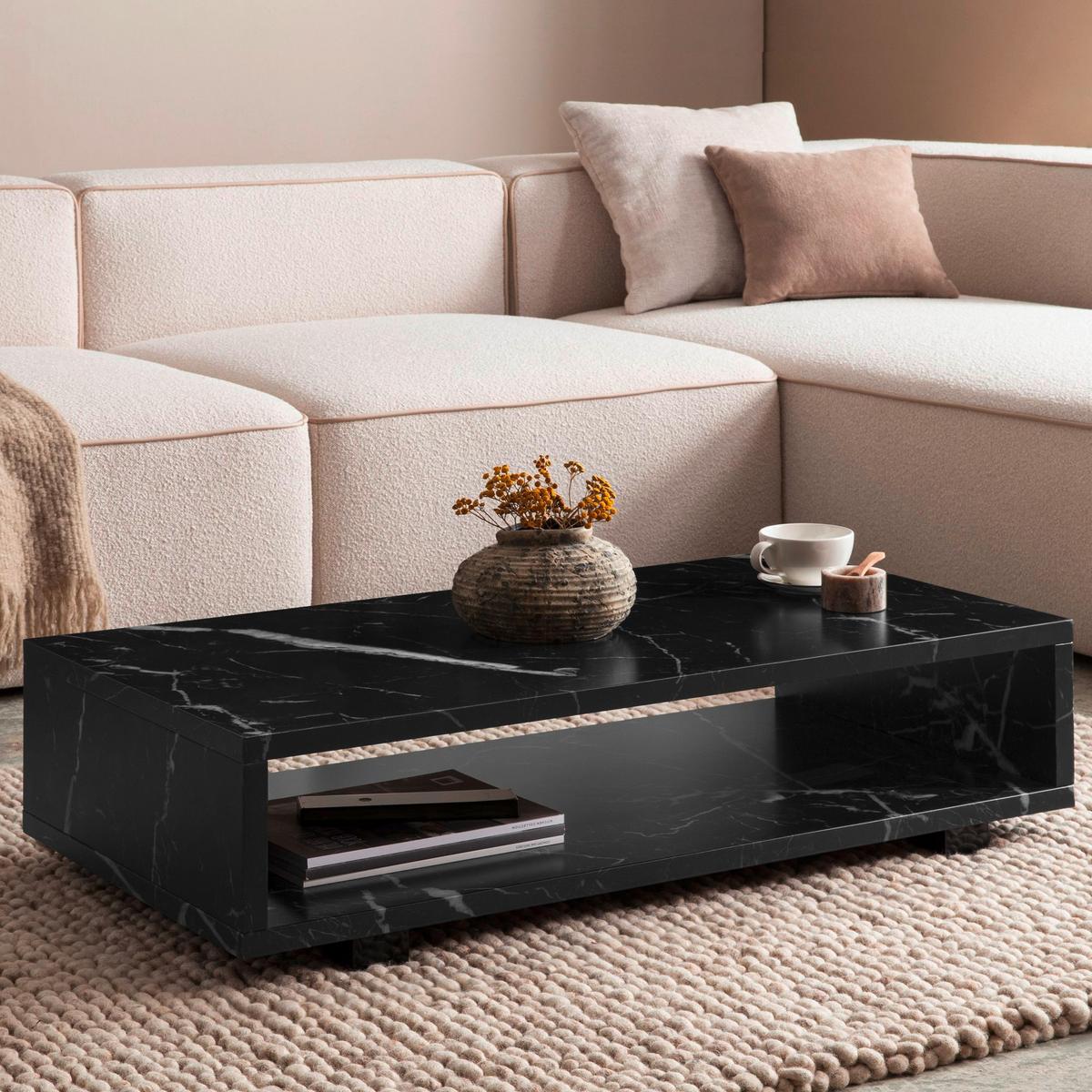 COUCHTISCH WL6.936 - Schwarz, Design, Holzwerkstoff/Kunststoff (100/50/25cm) - Livetastic