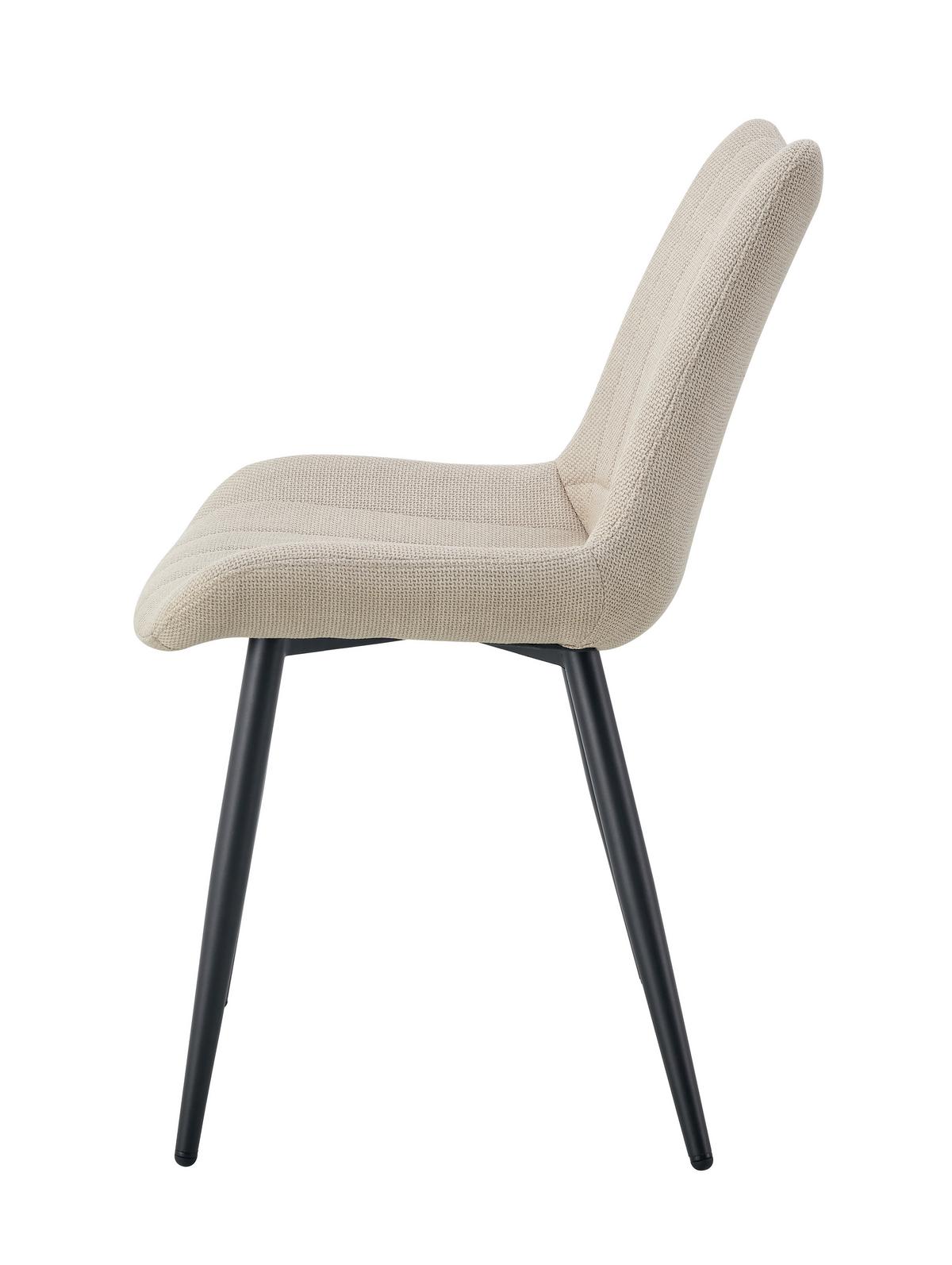 Set Stolov Lotta, Krem Barva, 2 Kos - črna/krem barve, Moderno, kovina/tekstil (53/86/59cm) - MID.YOU