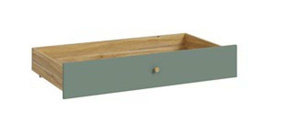 Posteljni Predal Whenua, Barva Hrasta, Zelena - barve hrasta/žajbljevo zelena, Moderno, leseni material (102,1/18,6/53cm) - Mömax