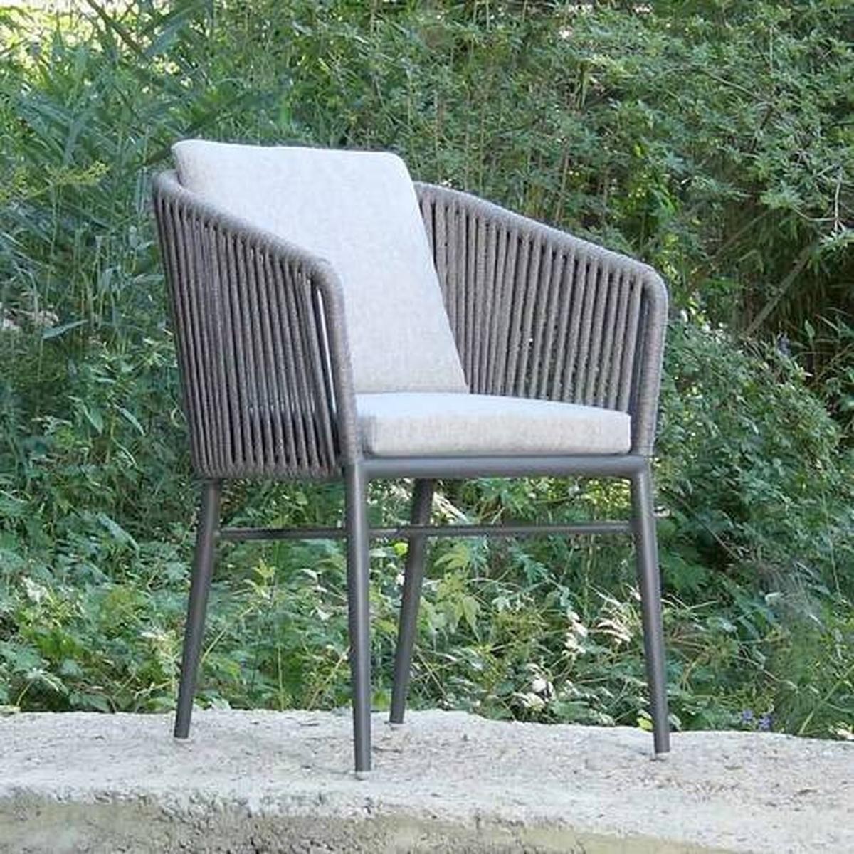 FOTEL SZTAPLOWANY NEW YORK - kolor grafitowy/szary, Modern, metal/tkanina (61/82/63cm) - Ambia Garden