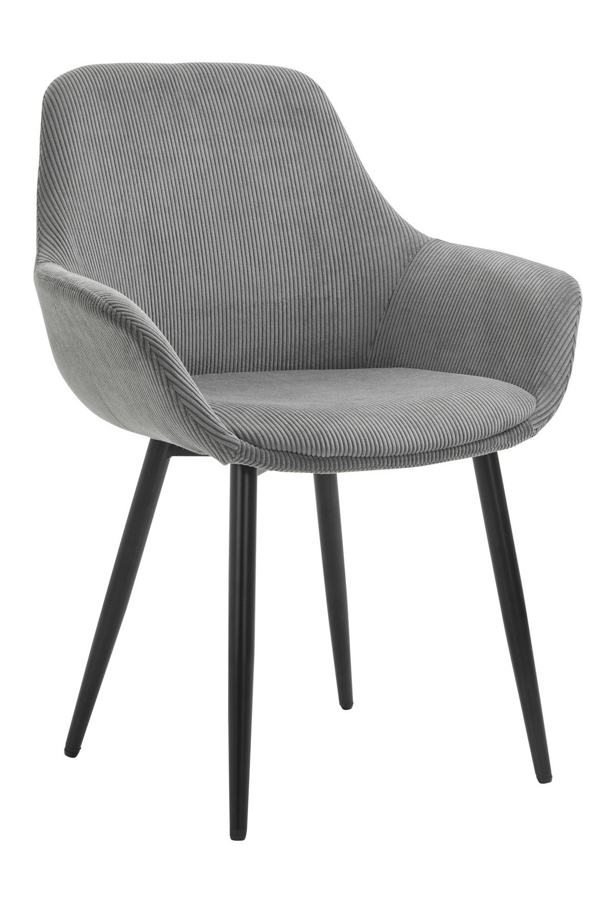 Set Naslanjačev Cord, Siva, 2-Delni - siva/črna, Moderno, kovina/tekstil (64/86/59cm) - Livetastic