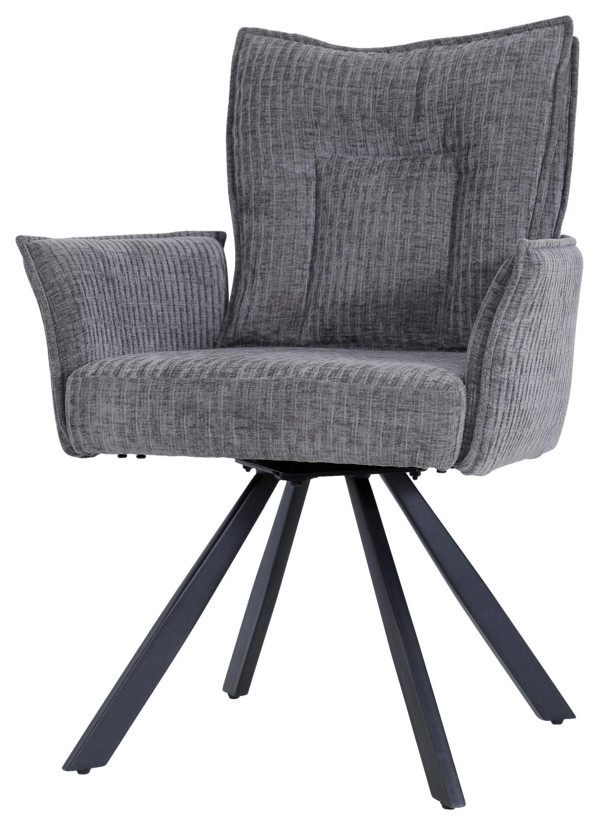 KRZESŁO Z PODŁOKIETNIKAMI OSCAR - czarny/szary, Modern, metal/drewno (63/91/63cm) - MID.YOU
