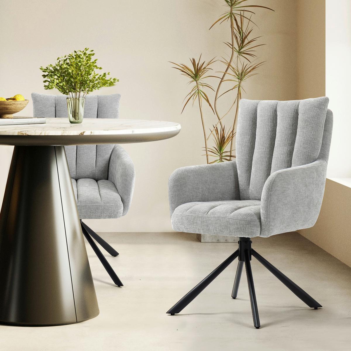 Forgószék Charlotte - világosszürke/fekete, Modern, textil/fém (61/96/67cm) - Mömax