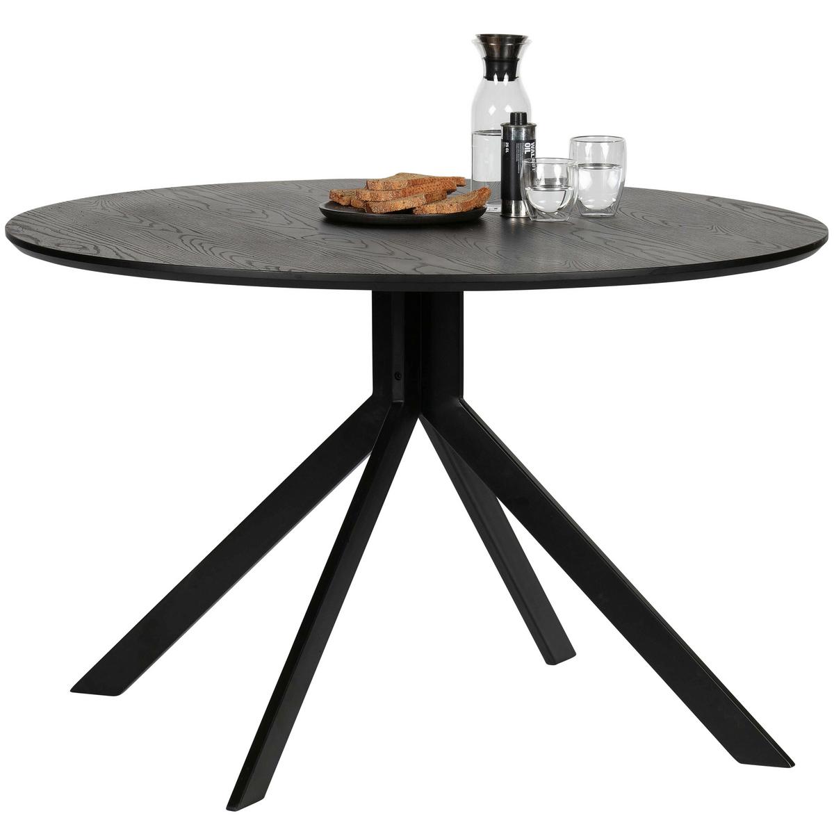 Esstisch Bruno Schwarz L: 120 cm - Schwarz, Design, Holzwerkstoff/Metall (120/120/75cm) - Livetastic
